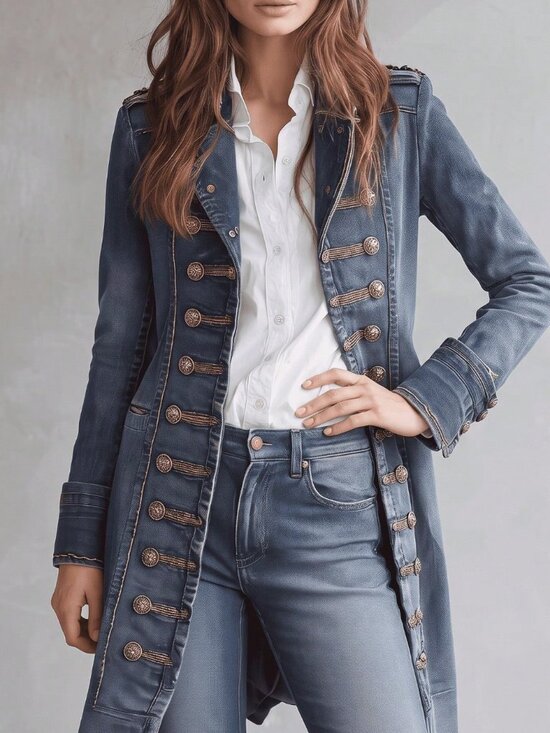 Jackets & Blazers - Blue Casual Women's Denim Coat